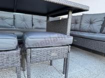 Aranżacja: Narożnik z technorattanu 190x190cm z 3 pufami i stołem Torino Corner XL Anthracite