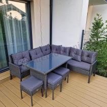 Aranżacja: Narożnik z technorattanu 190x190cm z pufami Torino Corner XL Anthracite