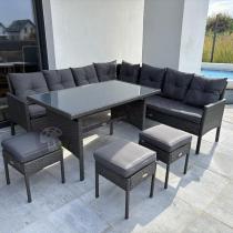 Aranżacja: Narożnik z technorattanu 190x190cm z pufami Torino Corner XL Anthracite