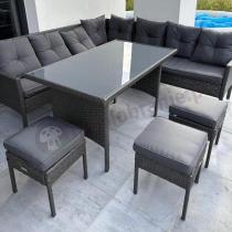 Aranżacja: Narożnik z technorattanu 190x190cm z pufami Torino Corner XL Anthracite