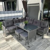 Aranżacja: Narożnik z technorattanu 190x190cm z pufami Torino Corner XL Anthracite