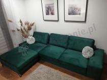 Aranżacja: Narożnik zielony butelkowy welurowy z funkcją spania Flavio II lewostronny 293x179 cm
