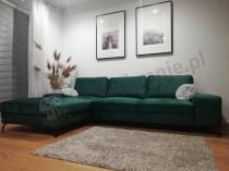 Aranżacja: Narożnik zielony butelkowy welurowy z funkcją spania Flavio II lewostronny 293x179 cm