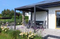 Aranżacja: Nowoczesna pergola tarasowa 3x3m z lamelami Lufel - Antracyt