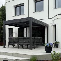 Aranżacja: Nowoczesna pergola tarasowa z oświetleniem LED 3x4 Lufel 2.0 - Antracite, Gartwerk
