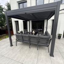 Aranżacja: Nowoczesna pergola tarasowa z oświetleniem LED 3x4 Lufel 2.0 - Antracite, Gartwerk