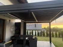 Aranżacja: Nowoczesna pergola tarasowa z oświetleniem LED 3x4 Lufel 2.0 - Antracite, Gartwerk