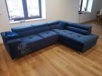 Aranżacja: Nowoczesna rogówka matowy welur Eridano 275x202 cm Matt Velvet 79 granat prawy