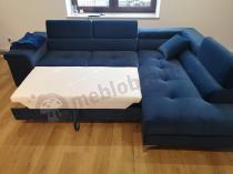Aranżacja: Nowoczesna rogówka matowy welur Eridano 275x202 cm Matt Velvet 79 granat prawy