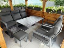 Aranżacja: Nowoczesne aluminiowe meble ogrodowe z regulowanymi fotelami - Renalo Dining Relax Grafitowe