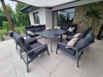 Aranżacja: Nowoczesne aluminiowe meble ogrodowe z regulowanymi fotelami - Renalo Dining Relax Grafitowe