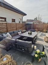 Aranżacja: Nowoczesne grafitowe meble ogrodowe modułowe z wysokim stołem Panaon DG