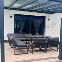 Aranżacja: Nowoczesne grafitowe meble ogrodowe modułowe z wysokim stołem Panaon DG