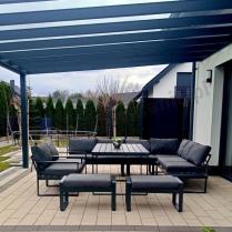 Aranżacja: Nowoczesne grafitowe meble ogrodowe modułowe z wysokim stołem Panaon DG