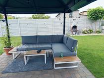 Aranżacja: Nowoczesne meble na taras - narożnik modułowy ze stolikiem - Vernon - White