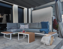 Aranżacja: Nowoczesne meble na taras - narożnik modułowy ze stolikiem - Vernon - White