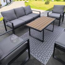 Aranżacja: Nowoczesne meble na taras - zestaw z sofą, fotelami i pufami - Panaon Dining Plus Grey Teak