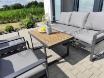 Aranżacja: Nowoczesne meble na taras - zestaw z sofą i fotelami - Panaon Dining Grey Teak