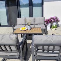Aranżacja: Nowoczesne meble na taras - zestaw z sofą i fotelami - Panaon Dining Grey Teak