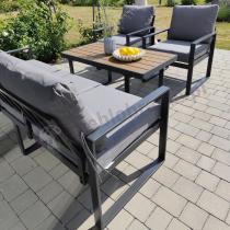 Aranżacja: Nowoczesne meble na taras - zestaw z sofą i fotelami - Panaon Dining Grey Teak