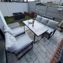 Aranżacja: Nowoczesne meble na taras - zestaw z sofą i fotelami 5 osób - Panaon Dining Elite Light Grey