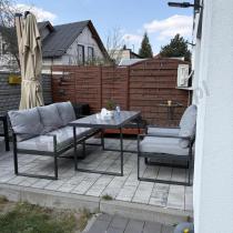 Aranżacja: Nowoczesne meble na taras - zestaw z sofą i fotelami 5 osób - Panaon Dining Elite Light Grey