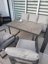 Aranżacja: Nowoczesne meble na taras - zestaw z sofą i fotelami 5 osób - Panaon Dining Elite Light Grey