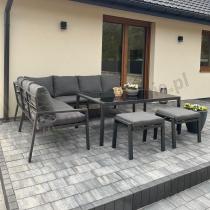 Aranżacja: Nowoczesne meble ogrodowe metalowe - narożnik z pufami - Sodor Corner XL - Dark Grey