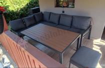 Aranżacja: Nowoczesne meble ogrodowe metalowe - narożnik z pufami - Sodor Corner XL - Dark Grey Polywood