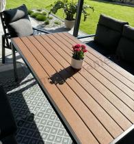Aranżacja: Nowoczesne meble ogrodowe metalowe z wysokimi oparciami - 2 sofy, 2 fotele, stół 160cm Doros Grande - Polywood Dark G