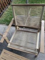 Aranżacja: Nowoczesny aluminiowy zestaw mebli na taras Olvi w kolorze drewna i styl naturalny rope