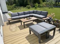 Aranżacja: Nowoczesny narożnik modułowy na taras + pufy - Calamba Corner XL - Grey
