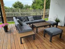 Aranżacja: Nowoczesny narożnik modułowy na taras + pufy - Calamba Corner XL - Grey