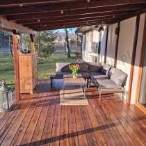 Aranżacja: Nowoczesny narożnik na taras - Panaon Corner 220x220 - Grey Teak