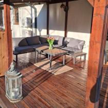 Aranżacja: Nowoczesny narożnik na taras - Panaon Corner 220x220 - Grey Teak