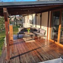 Aranżacja: Nowoczesny narożnik na taras - Panaon Corner 220x220 - Grey Teak