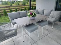 Aranżacja: Nowoczesny narożnik na taras z wysokim stołem Kostto Corner White