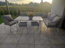 Aranżacja: Nowoczesny narożnik na taras z wysokim stołem Kostto Corner White