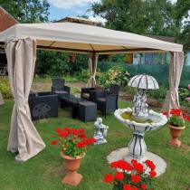 Aranżacja: Nowoczesny pawilon ogrodowy na taras 4x4 z zasłonami Okapi Kremowy