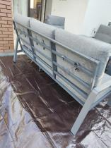 Aranżacja: Nowoczesny zestaw mebli ogrodowych dla 8 osób z 2 sofami 200cm, 2 fotelami i stołem 150x90 cm Tavaro Grande Antracite