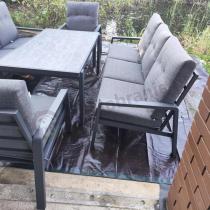 Aranżacja: Nowoczesny zestaw mebli ogrodowych dla 8 osób z 2 sofami 200cm, 2 fotelami i stołem 150x90 cm Tavaro Grande Antracite