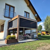 Aranżacja: Opuszczana roleta do pergoli 3m Lufel 277x236cm - Woodlook