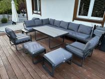 Aranżacja: OUTLET - Duży nowoczesny narożnik na taras z fotelami i pufami Panaon Corner XXL - GG