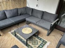 Aranżacja: OUTLET - Mały narożnik na taras 201x201cm i 2 pufy Montery grafitowy