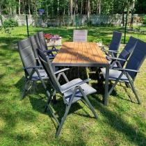 Aranżacja: OUTLET - Meble ogrodowe obiadowe ze stołem 180cm i składanymi krzesłami - Kanbery Wood Antracite 8+1