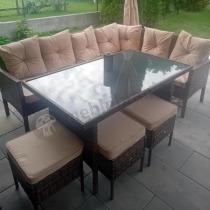 Aranżacja: OUTLET - Narożnik ogrodowy z wysokim stołem 120cm i 3 pufami Torino Corner Carmel