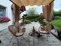 Aranżacja: OUTLET - Pergola ogrodowa z materiałowym dachem i zasłonami Kirn 3x4 Aluminium - Cream Wood