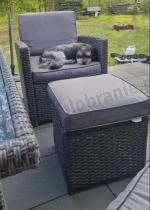 Aranżacja: OUTLET - Zestaw mebli z sofą 186cm, wysokim stołem, fotelami i pufami Cofete Dining – Anthracite