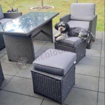 Aranżacja: OUTLET - Zestaw mebli z sofą 186cm, wysokim stołem, fotelami i pufami Cofete Dining – Anthracite