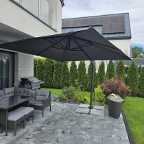 Aranżacja: Parasol ogrodowy na wysięgniku, aluminiowy stelaż, 300x300 - Bahio Antracite